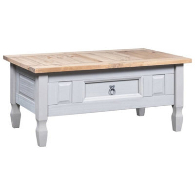 Berkfield Coffee Table Mexican Pine Corona Range Grey 100X60X45 Cm - image 1