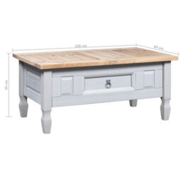 Berkfield Coffee Table Mexican Pine Corona Range Grey 100X60X45 Cm - thumbnail 6