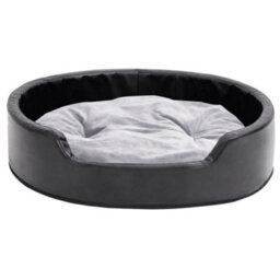 Walplus Dog Bed Black And Grey 79X70X19 Cm Plush And Faux Leather - thumbnail 3