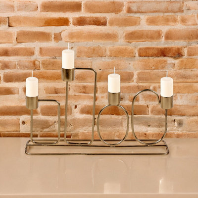 Urbn-Living Urbnliving 16Cm Metal Gold Candle Holder Holds Up To 4 Candles Dinner Centrepiece - image 1