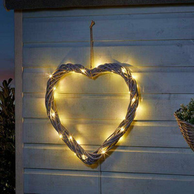 Solar Led Firefly Heart Ornament Wall Hanging Light Up Garden Decoration 40Cm - image 1