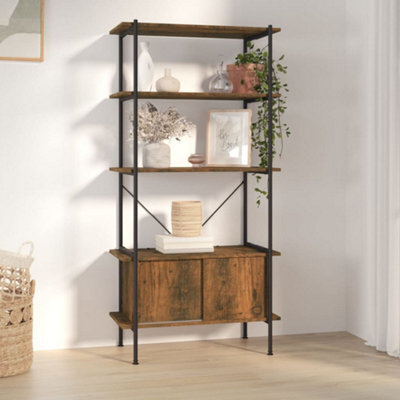 Vidaxl 5-Tier Shelving Unit With Cabinet 80X40X163 Cm Steel And Engineered Wood - image 1