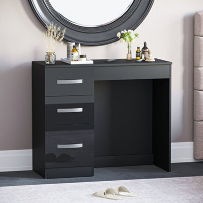 Lassic Vida Designs Hulio Black 3 Drawer Bedroom Vanity Dressing Table - image 1