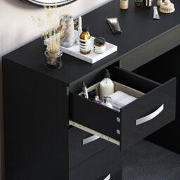 Lassic Vida Designs Hulio Black 3 Drawer Bedroom Vanity Dressing Table - thumbnail 7