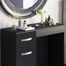 Lassic Vida Designs Hulio Black 3 Drawer Bedroom Vanity Dressing Table - thumbnail 4
