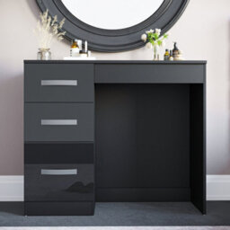 Lassic Vida Designs Hulio Black 3 Drawer Bedroom Vanity Dressing Table - thumbnail 3