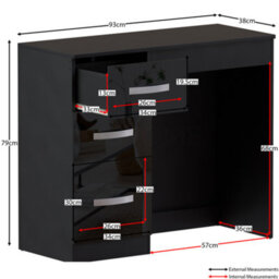 Lassic Vida Designs Hulio Black 3 Drawer Bedroom Vanity Dressing Table - thumbnail 2