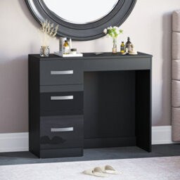 Lassic Vida Designs Hulio Black 3 Drawer Bedroom Vanity Dressing Table - thumbnail 1