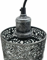 Vintage Industrial Metal Cage Lampshade Diy Brushed Silver Hanging Light Fixture - thumbnail 4