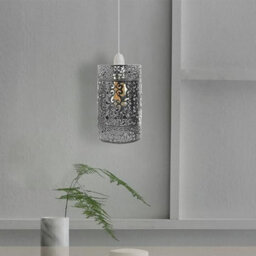 Vintage Industrial Metal Cage Lampshade Diy Brushed Silver Hanging Light Fixture - thumbnail 2