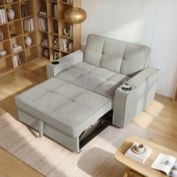 Matteo 2 Seater Corduroy Sofa Bed With Led Storage Shelf - Grey - thumbnail 6