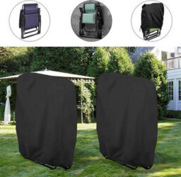 2-Piece Protective Cover, Oxford Windproof Waterproof Covers For Folding Garden Chairs, Lounge Chair Cover (Black) - thumbnail 5