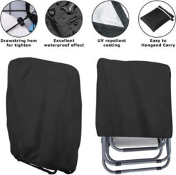 2-Piece Protective Cover, Oxford Windproof Waterproof Covers For Folding Garden Chairs, Lounge Chair Cover (Black) - thumbnail 3