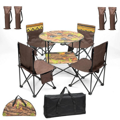 Camping Table And Chair Set 5 Piece Outdoor Beach Picnic - image 1
