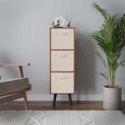 Urbn-Living Teak 3-Tier 3-Drawer Cube Shelving Unit With Scandinavian Legs - thumbnail 3