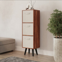 Urbn-Living Teak 3-Tier 3-Drawer Cube Shelving Unit With Scandinavian Legs