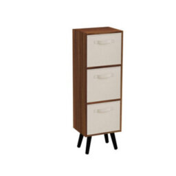 Urbn-Living Teak 3-Tier 3-Drawer Cube Shelving Unit With Scandinavian Legs - thumbnail 2