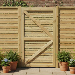 Premier Garden Supplies Slatted Garden Gate Roma Range H.5Ft X W.3Ft Fully Framed Wooden Pressure Treated Decorative Venetian Timber Garden Door - thumbnail 7