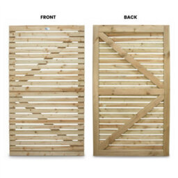 Premier Garden Supplies Slatted Garden Gate Roma Range H.5Ft X W.3Ft Fully Framed Wooden Pressure Treated Decorative Venetian Timber Garden Door - thumbnail 4