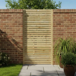 Premier Garden Supplies Slatted Garden Gate Roma Range H.5Ft X W.3Ft Fully Framed Wooden Pressure Treated Decorative Venetian Timber Garden Door - thumbnail 1