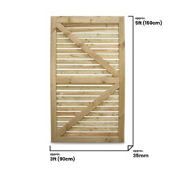 Premier Garden Supplies Slatted Garden Gate Roma Range H.5Ft X W.3Ft Fully Framed Wooden Pressure Treated Decorative Venetian Timber Garden Door - thumbnail 6