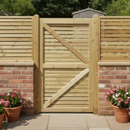 Premier Garden Supplies Slatted Garden Gate Roma Range H.5Ft X W.3Ft Fully Framed Wooden Pressure Treated Decorative Venetian Timber Garden Door - thumbnail 5