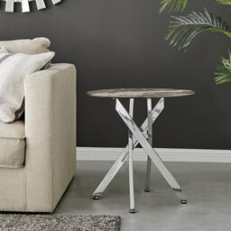 Furniturebox Uk Novara Round Side Table With Grey Glass Marble Effect Top And Silver Legs - thumbnail 2