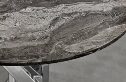 Furniturebox Uk Novara Round Side Table With Grey Glass Marble Effect Top And Silver Legs - thumbnail 3