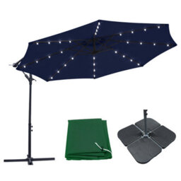 Sundaze 3M Blue Cantilever Banana Parasol Umbrella With Lights, Base Weights And Rain Cover - thumbnail 1