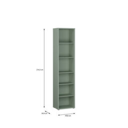 Furniture To Go Alice Springs Tall Narrow Bookcase With 5 Shelves In Sage Green - thumbnail 5