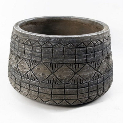 Leaf Large Grey Gliese Embossed Planter 22Cm X 37Cm - image 1