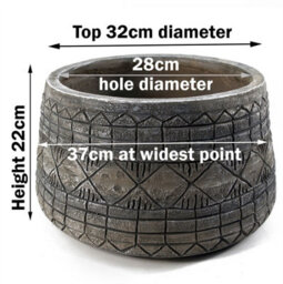 Leaf Large Grey Gliese Embossed Planter 22Cm X 37Cm - thumbnail 4