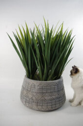 Leaf Large Grey Gliese Embossed Planter 22Cm X 37Cm - thumbnail 8