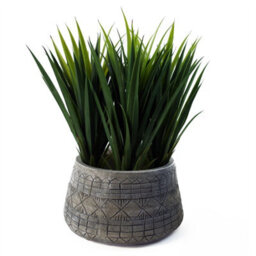 Leaf Large Grey Gliese Embossed Planter 22Cm X 37Cm - thumbnail 9