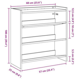 Berkfield Shoe Rack Old Wood 60X25X62 Cm Engineered Wood - thumbnail 9