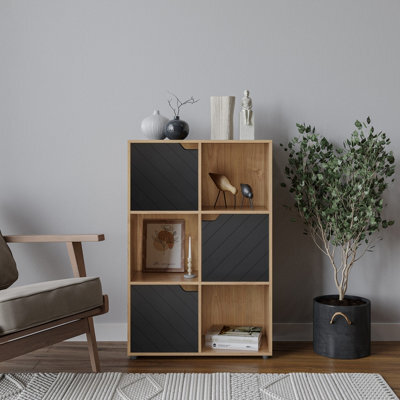 Urbn-Living 6-Cube Shelving Unit With Lined Doors - image 1