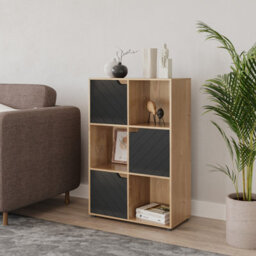 Urbn-Living 6-Cube Shelving Unit With Lined Doors - thumbnail 2