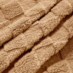 Thehotsale Warm Fluffy Comfortable Coral Fleece Waffle Checkered Reversible Throw Blanket Light Brown 100Cm W X 150Cm D - thumbnail 6