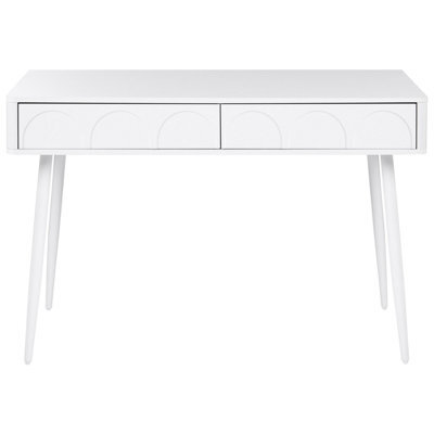 Wyld And Coco Home Desk White 120 X 60 Cm Particle Board Desk With 2 Drawers - image 1