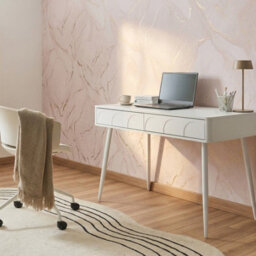 Wyld And Coco Home Desk White 120 X 60 Cm Particle Board Desk With 2 Drawers - thumbnail 2
