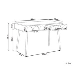 Wyld And Coco Home Desk White 120 X 60 Cm Particle Board Desk With 2 Drawers - thumbnail 4