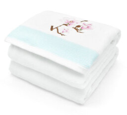 Velosso White Japanese Cherry Blossom Embroidered Cotton Towel Hand Towel