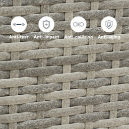 Living And Home 3-Piece Pe Rattan Garden Furniture Bistro Set, 2 Seat Rattan Garden Table & Chair, Grey - thumbnail 4
