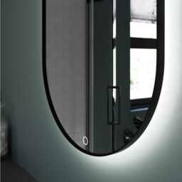 Sensio Nebula Matt Black Oval Wall-Mounted Bathroom Illuminated Modern Illuminated Mirror (H)80Cm (W)50Cm - thumbnail 3