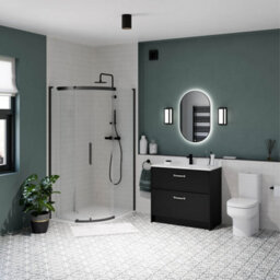 Sensio Nebula Matt Black Oval Wall-Mounted Bathroom Illuminated Modern Illuminated Mirror (H)80Cm (W)50Cm