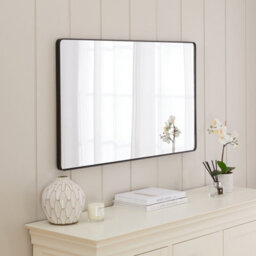 The Furniture Market Chic Medium Rectangle Black Framed Metal Wall Mirror 100Cm X 60Cm - thumbnail 4
