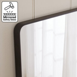 The Furniture Market Chic Medium Rectangle Black Framed Metal Wall Mirror 100Cm X 60Cm - thumbnail 6