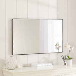 The Furniture Market Chic Medium Rectangle Black Framed Metal Wall Mirror 100Cm X 60Cm