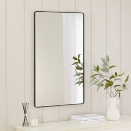 The Furniture Market Chic Medium Rectangle Black Framed Metal Wall Mirror 100Cm X 60Cm - thumbnail 2