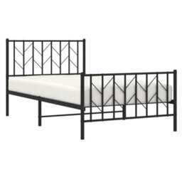 Berkfield Metal Bed Frame Without Mattress With Footboard Black 100X200Cm - thumbnail 3